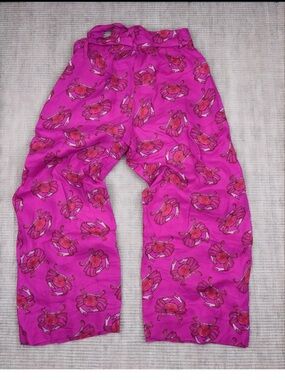 J. Crew Wide Leg Pants in Bright Magenta Crab Print